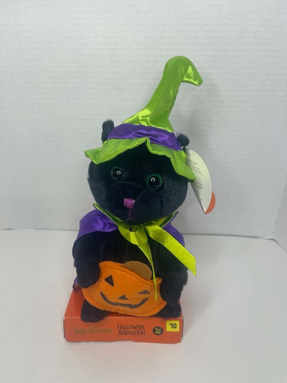 NEW Vintage Halloween Animation 7 Inch Singing & Dancing Cat Plush Works Great